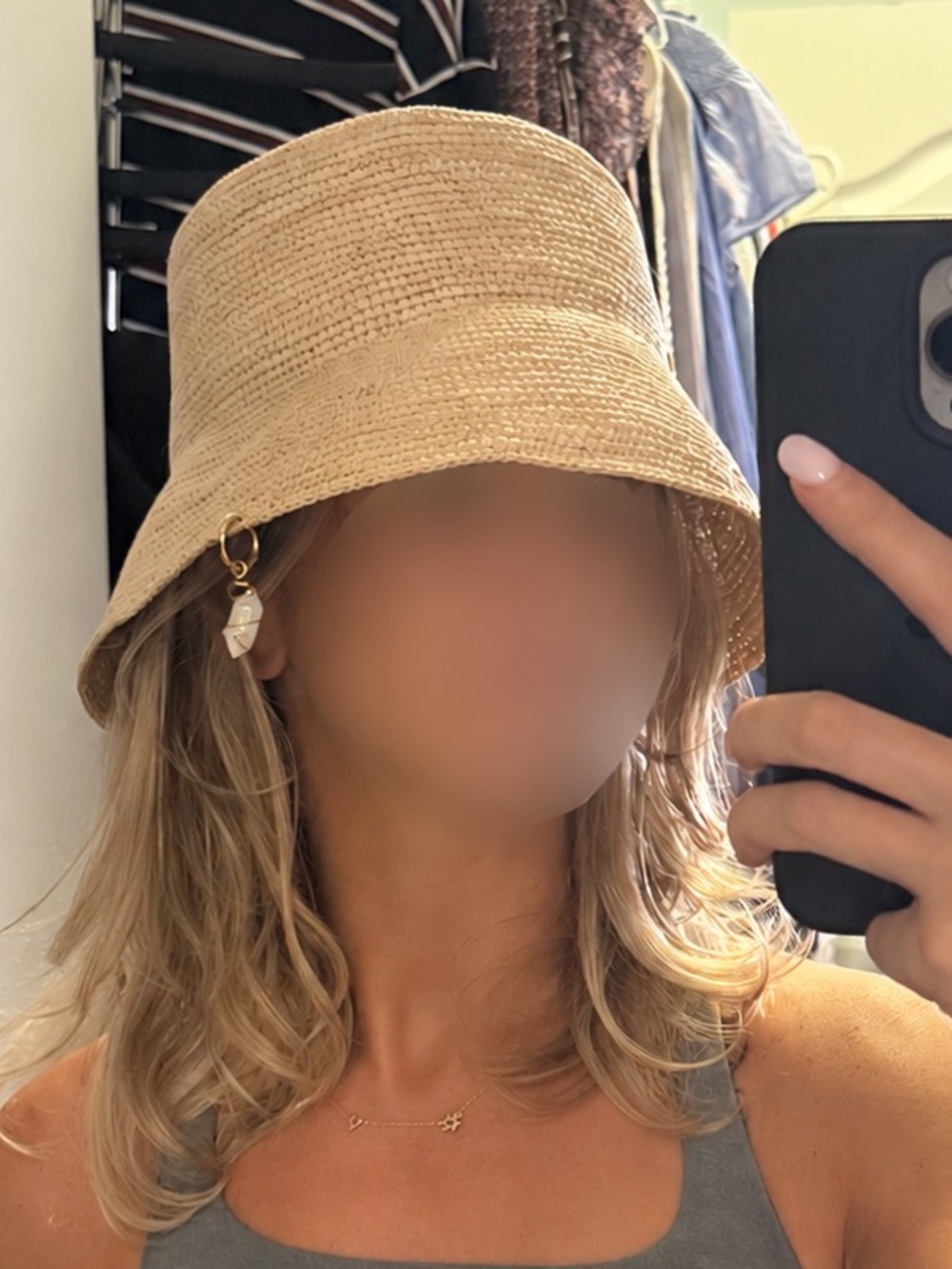 Eric Javits 100% Toquilla Straw Bucket Hat Natural Size M